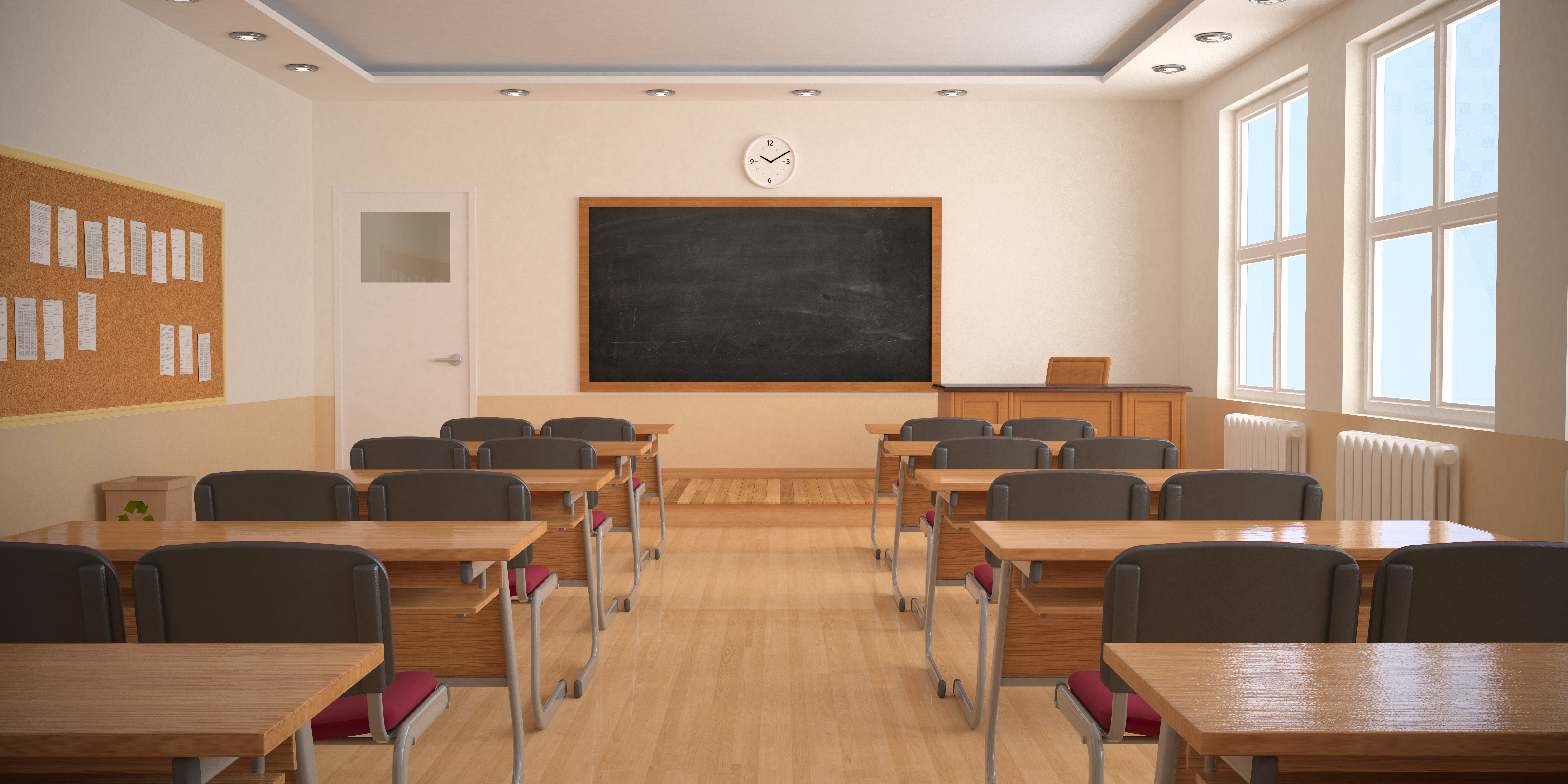 A classroom after being treated for pests by Rest Easy Pest Control.